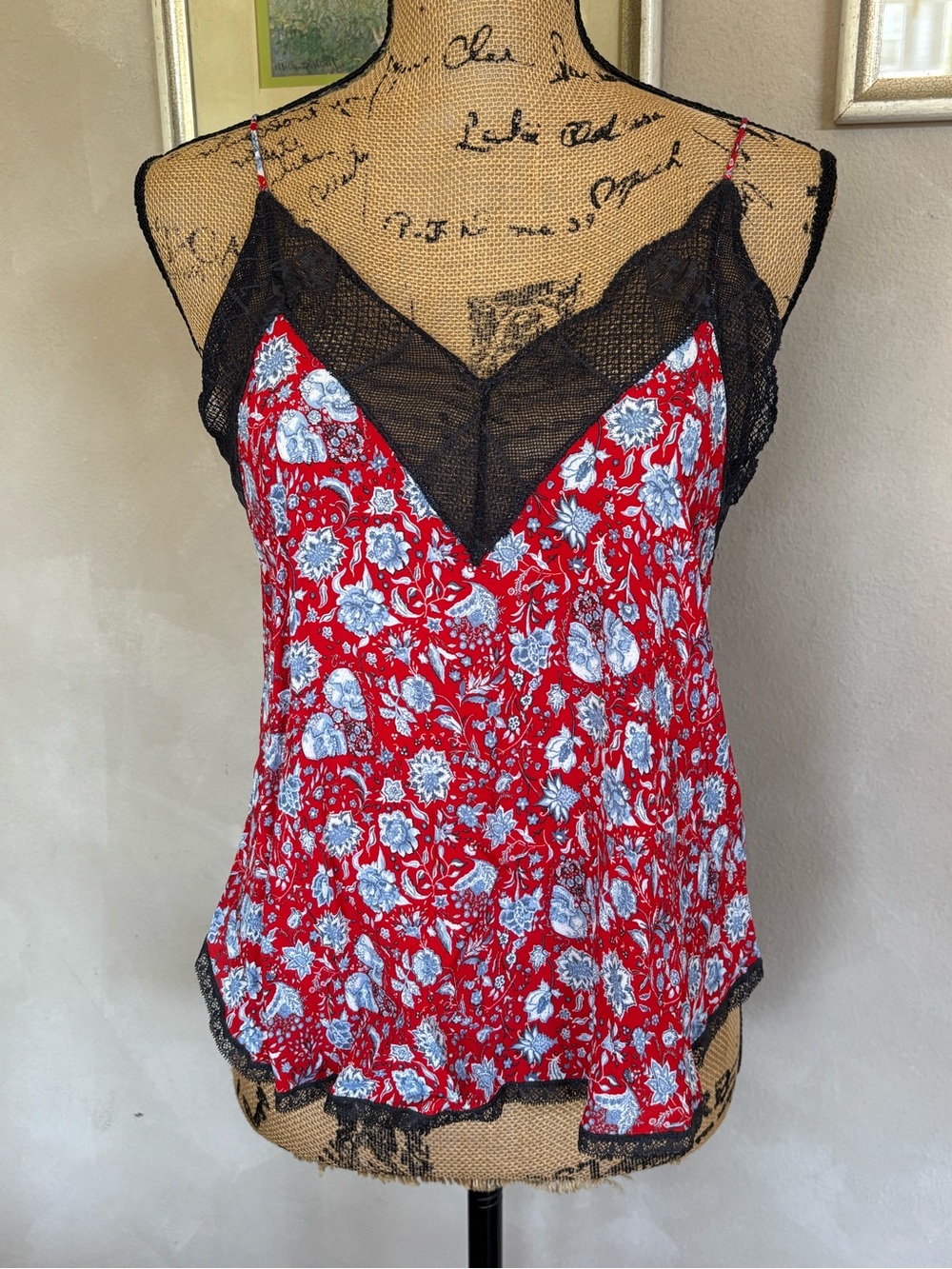 Zadig & Voltaire Christy floral lace trim cami top